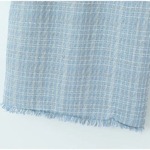 New Autumn Peter Pan Collar Fringes Gingham Pearl Button Long Sleeve Flash Dress CODE: KAR2648