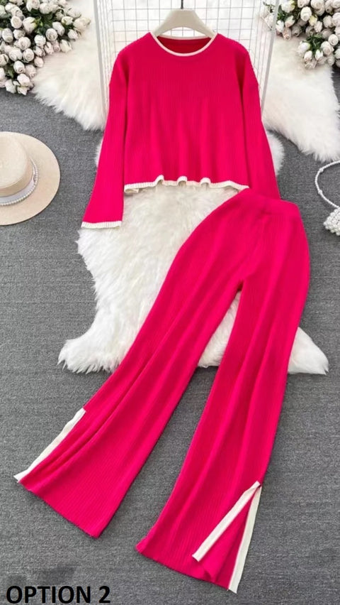 New Winter Casual Elegant O-neck Pullover Long Pants Knitted Suit Warm Sweater 2 Piece Set CODE: KAR2655