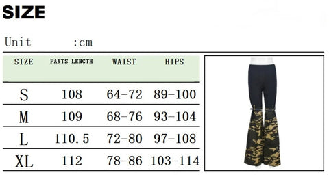 New Fashion Camouflage Patchwork Flared High Elastic Waist Skinny Pant Set CODE: KAR2660