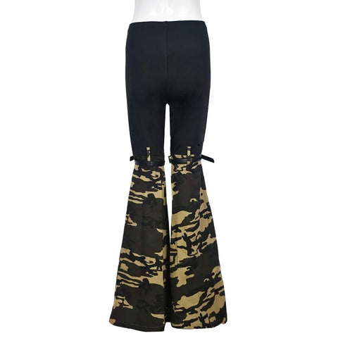 New Fashion Camouflage Patchwork Flared High Elastic Waist Skinny Pant Set CODE: KAR2660