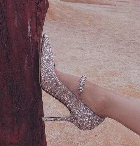 New Luxury Elegant Rhinestone Pumps Pointed Toe High Heel CODE: KAR2661