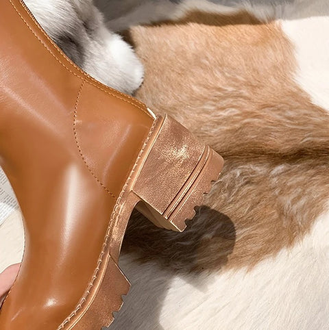 New Fashion Thick Bottom Round Toe High Heel Long Boot CODE: KAR2662