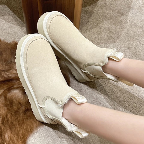 New Classic Suede Fur Plush Warm Slip-On Platform Ankle Boot CODE: KAR2663