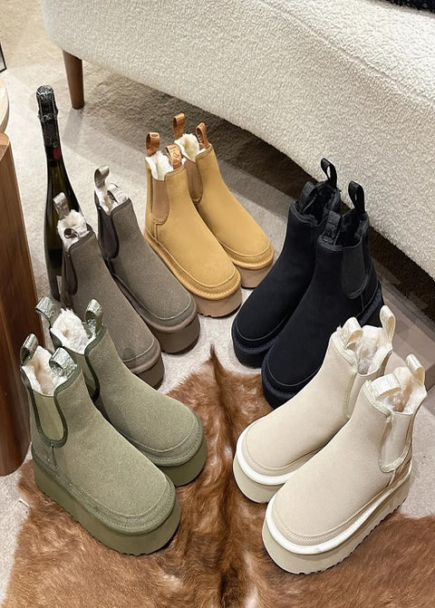 New Classic Suede Fur Plush Warm Slip-On Platform Ankle Boot CODE: KAR2663