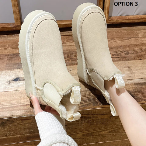 New Classic Suede Fur Plush Warm Slip-On Platform Ankle Boot CODE: KAR2663