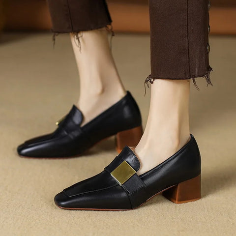 New Autumn Fashion Square Head Thick Heel CODE: KAR2665
