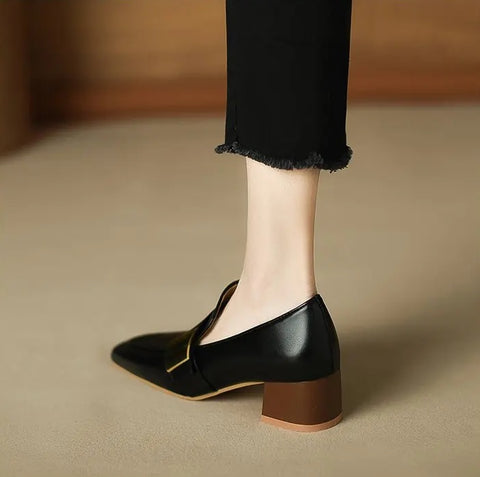 New Autumn Fashion Square Head Thick Heel CODE: KAR2665