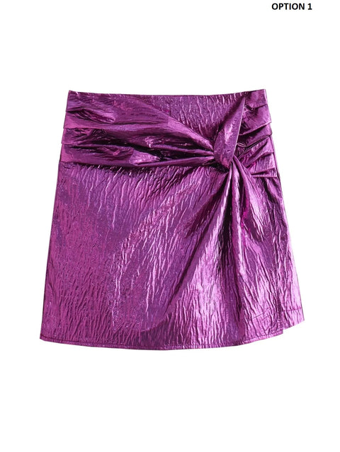 New Elegant Skort Pleated High Waist Knot Mini Skirt CODE: KAR2668