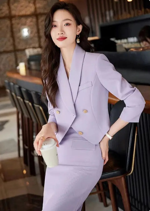 New High-end Short Jacket Half Skirt Two Piece Set CODE: KAR2678