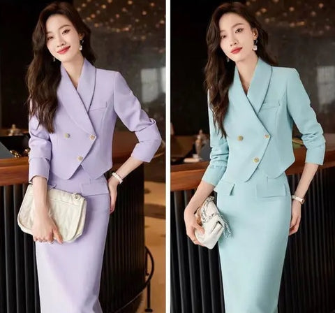 New High-end Short Jacket Half Skirt Two Piece Set CODE: KAR2678