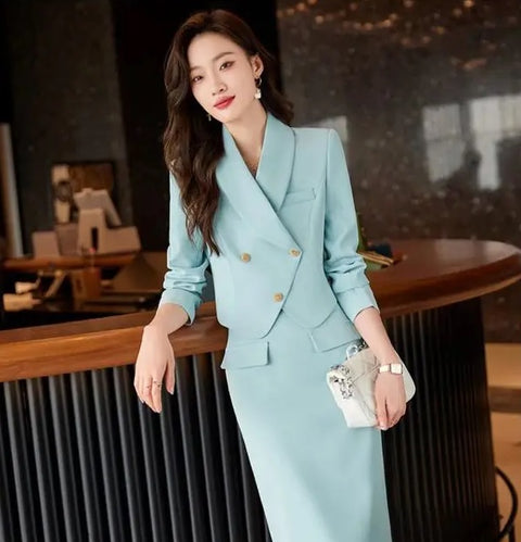 New High-end Short Jacket Half Skirt Two Piece Set CODE: KAR2678