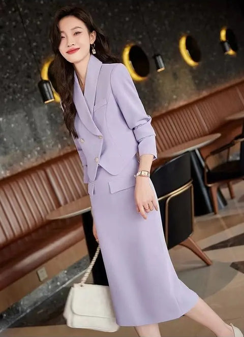 New High-end Short Jacket Half Skirt Two Piece Set CODE: KAR2678