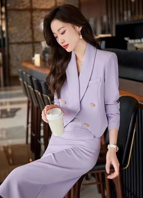 New High-end Short Jacket Half Skirt Two Piece Set CODE: KAR2678