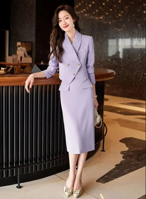New High-end Short Jacket Half Skirt Two Piece Set CODE: KAR2678
