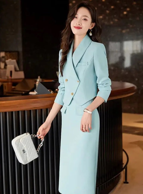 New High-end Short Jacket Half Skirt Two Piece Set CODE: KAR2678