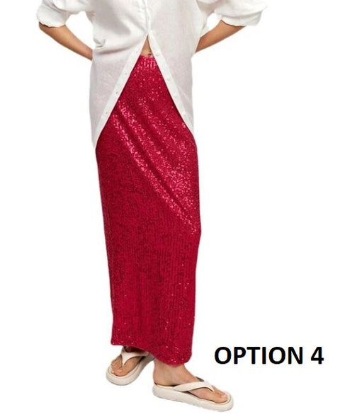 New Fashion Casual Shiny Sequins Wrap High Waist Back Slit Bodycon Pencil Skirt CODE: KAR2684