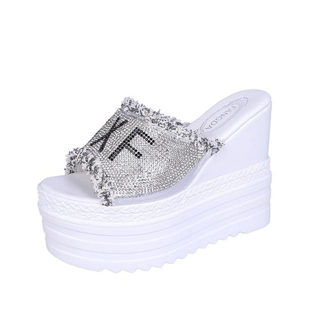 New Fashion Crystals Wedges  Fish mouth super High Platform Sandal CODE: KAR2685