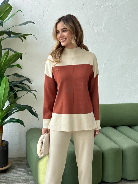 New Elegant Knitted Suit Knit Sweater Pant Matching 2 Piece Winter Set CODE: KAR2686