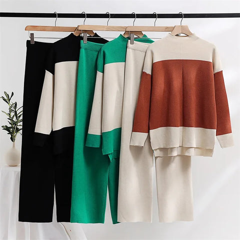 New Elegant Knitted Suit Knit Sweater Pant Matching 2 Piece Winter Set CODE: KAR2686