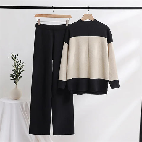 New Elegant Knitted Suit Knit Sweater Pant Matching 2 Piece Winter Set CODE: KAR2686