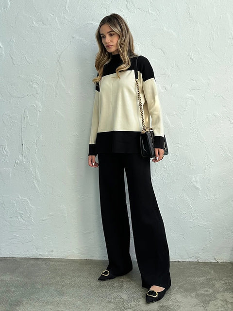 New Elegant Knitted Suit Knit Sweater Pant Matching 2 Piece Winter Set CODE: KAR2686
