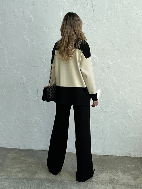 New Elegant Knitted Suit Knit Sweater Pant Matching 2 Piece Winter Set CODE: KAR2686