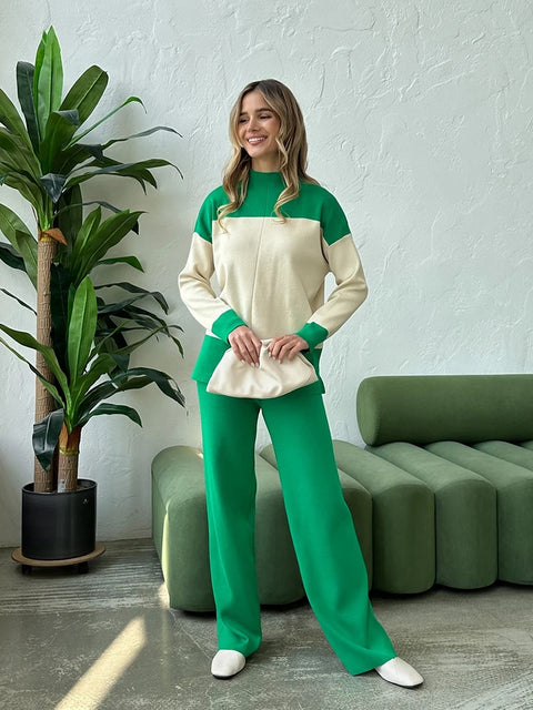 New Elegant Knitted Suit Knit Sweater Pant Matching 2 Piece Winter Set CODE: KAR2686