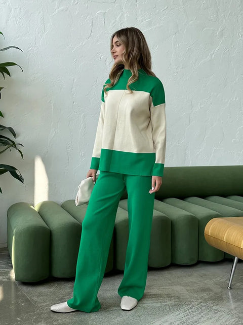 New Elegant Knitted Suit Knit Sweater Pant Matching 2 Piece Winter Set CODE: KAR2686