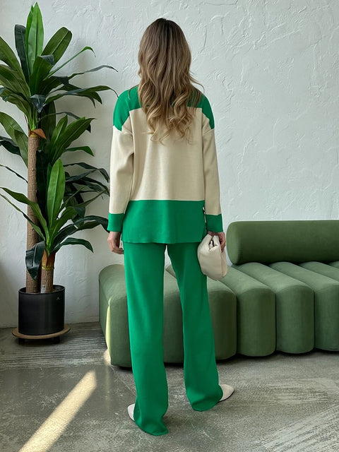 New Elegant Knitted Suit Knit Sweater Pant Matching 2 Piece Winter Set CODE: KAR2686
