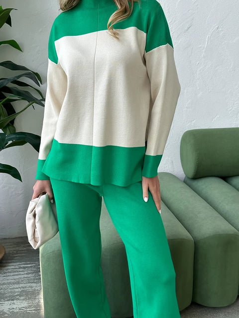 New Elegant Knitted Suit Knit Sweater Pant Matching 2 Piece Winter Set CODE: KAR2686