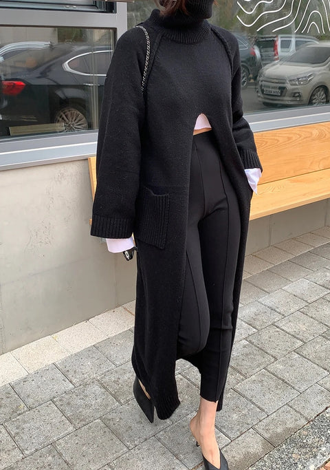 New Autumn Winter Fashion Turtleneck Long Sleeve Knitted High Split Dress CODE: KAR2687