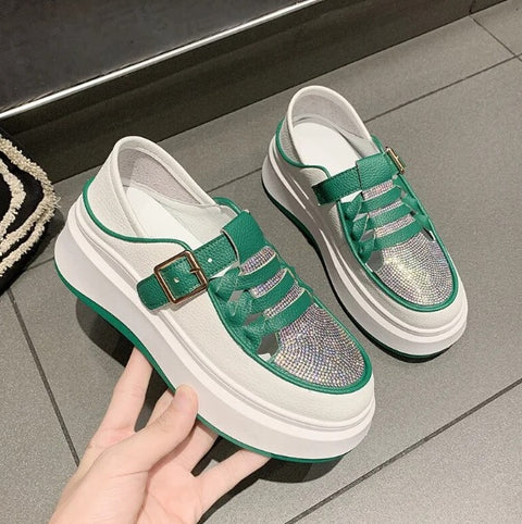 New Summer Fashion Crystal Breathable Thick Soled Sneakers Hollow Shoe CODE: KAR2689