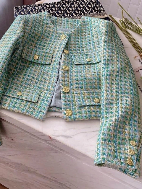 New Elegant Fashion Casual Vintage Plaid Chic Long Sleeve Jacket CODE: KAR2691