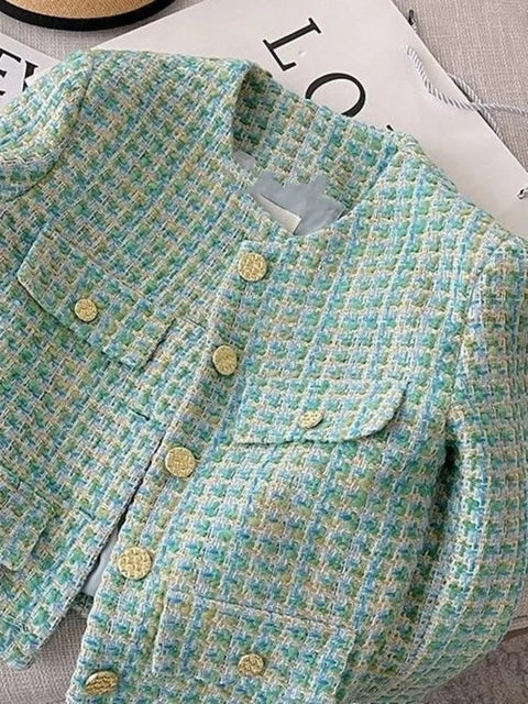 New Elegant Fashion Casual Vintage Plaid Chic Long Sleeve Jacket CODE: KAR2691