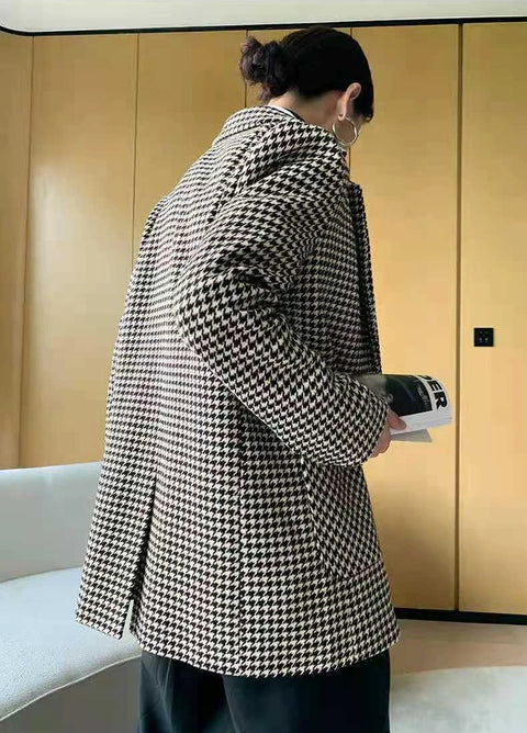 New Fashion Elegant Autumn Casual Plaid Belt Oversize Jacket CODE: KAR2699