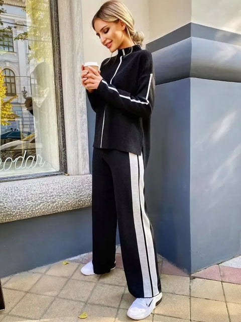 New Winter Fashion Turtleneck Sweater + Shaking Wide Leg 2 Pieces Set CODE: KAR2700