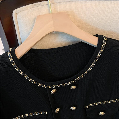 New Autumn Winter Vintage Long Sleeve Knitted Dress CODE: KAR2701