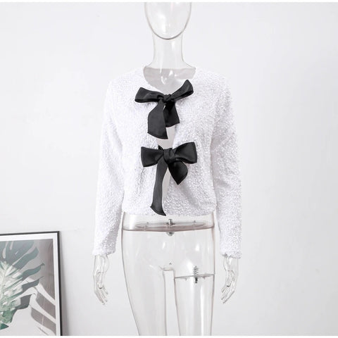 New Fashion Elegant Long Sleeve Tie-front Sequined Outerwear CODE: KAR2704