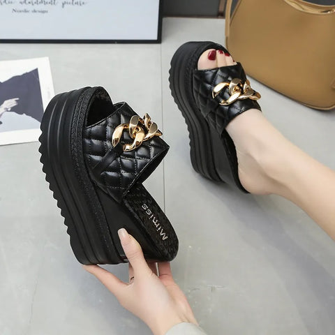 New Metain Chain Super High Platform Slipper CODE: KAR2705