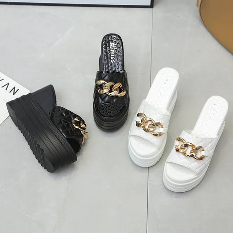 New Metain Chain Super High Platform Slipper CODE: KAR2705