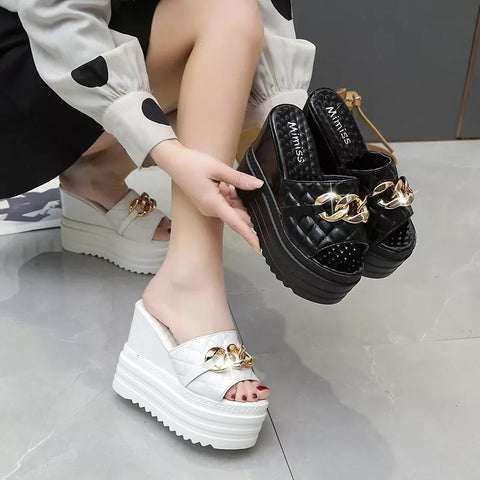 New Metain Chain Super High Platform Slipper CODE: KAR2705