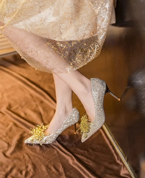 New Sexy fashion Pumps Sequined Pointed Toe Slip-On String High Heel CODE: KAR2707