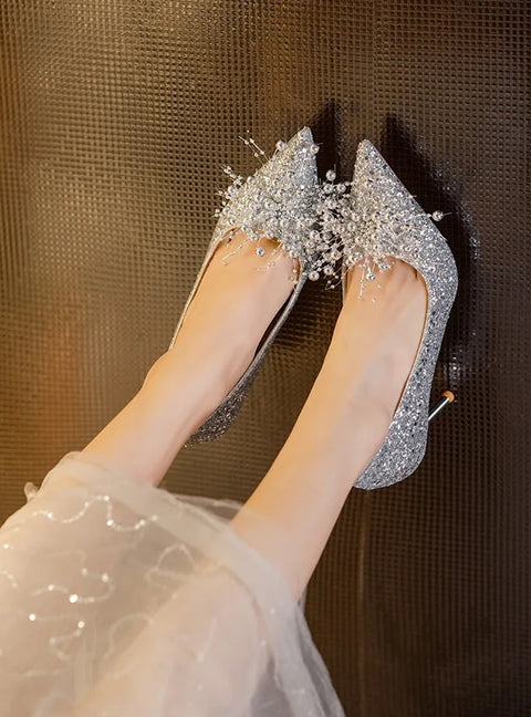 New Sexy fashion Pumps Sequined Pointed Toe Slip-On String High Heel CODE: KAR2707