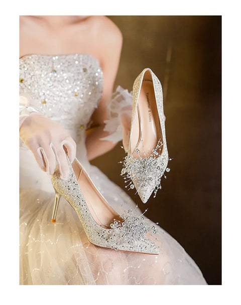 New Sexy fashion Pumps Sequined Pointed Toe Slip-On String High Heel CODE: KAR2707