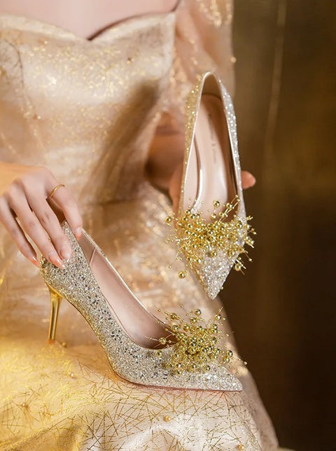 New Sexy fashion Pumps Sequined Pointed Toe Slip-On String High Heel CODE: KAR2707