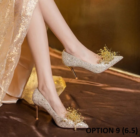 New Sexy fashion Pumps Sequined Pointed Toe Slip-On String High Heel CODE: KAR2707
