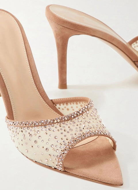 New Summer Rhinestone Pointed Toe Open Toe Slip-on High heel CODE: KAR2708