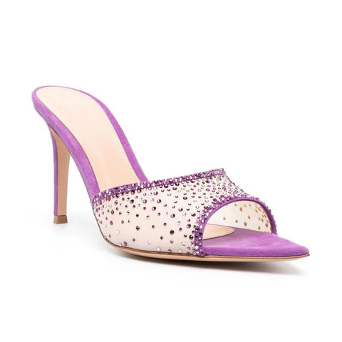 New Summer Rhinestone Pointed Toe Open Toe Slip-on High heel CODE: KAR2708