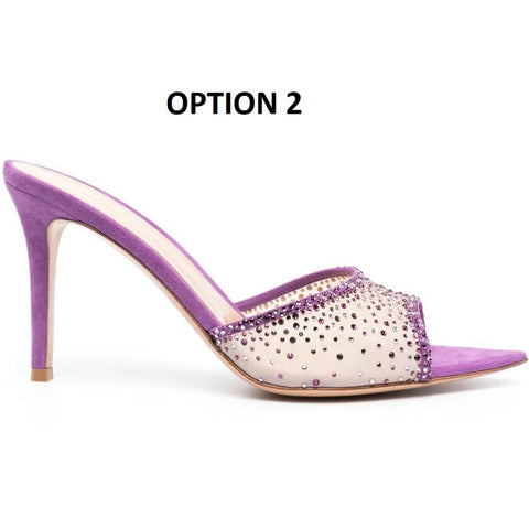 New Summer Rhinestone Pointed Toe Open Toe Slip-on High heel CODE: KAR2708