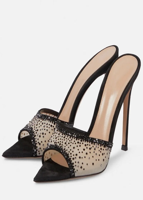 New Summer Rhinestone Pointed Toe Open Toe Slip-on High heel CODE: KAR2708